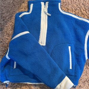 FP Movement by Free People Blue and White Teddy Jacket